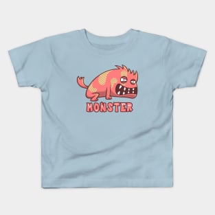 Angry Red Dog Monster Text Kids T-Shirt